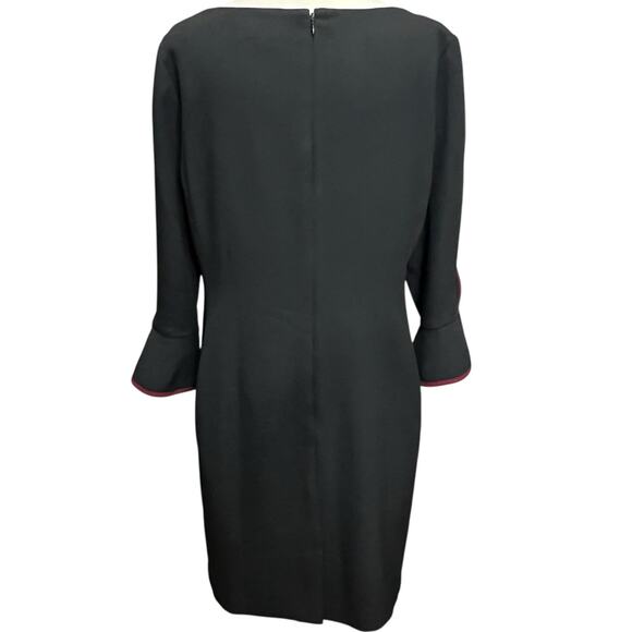 Karl Lagerfeld Sheath Dress Womens 12 Black Tulip 3/4 Sleeve Lined Modern Career - Picture 3 of 16